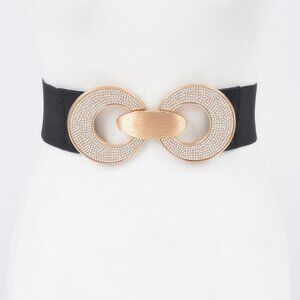 Rhinestone Two Buckle Elastic Belt
